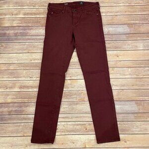 AG Adriano Goldschmied Burgundy Sateen Prima Cigarette Leg Jeans DCU